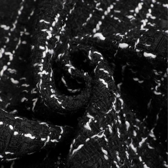 Black Tweed Button Mini Skirt - Picture 4 of 11